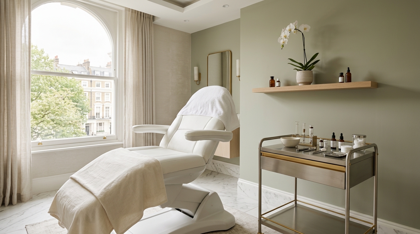 PRP treatment room in London with a professional clinic setup.